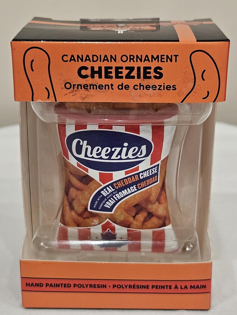 Main and Local Canadian Ornament Cheezies Cheddar Hand Painted Polyresin